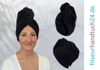 Turban Schwarz mit Knopf