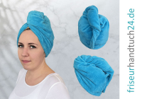 Turban Blau mit Knopf